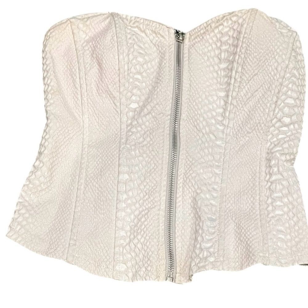 Carmen Gray Snake Print Zip Crop Top Small